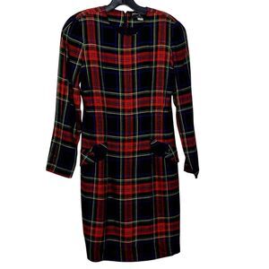 EUC Vintage Jackie Bernard plaid‎ sheath dress Size 2